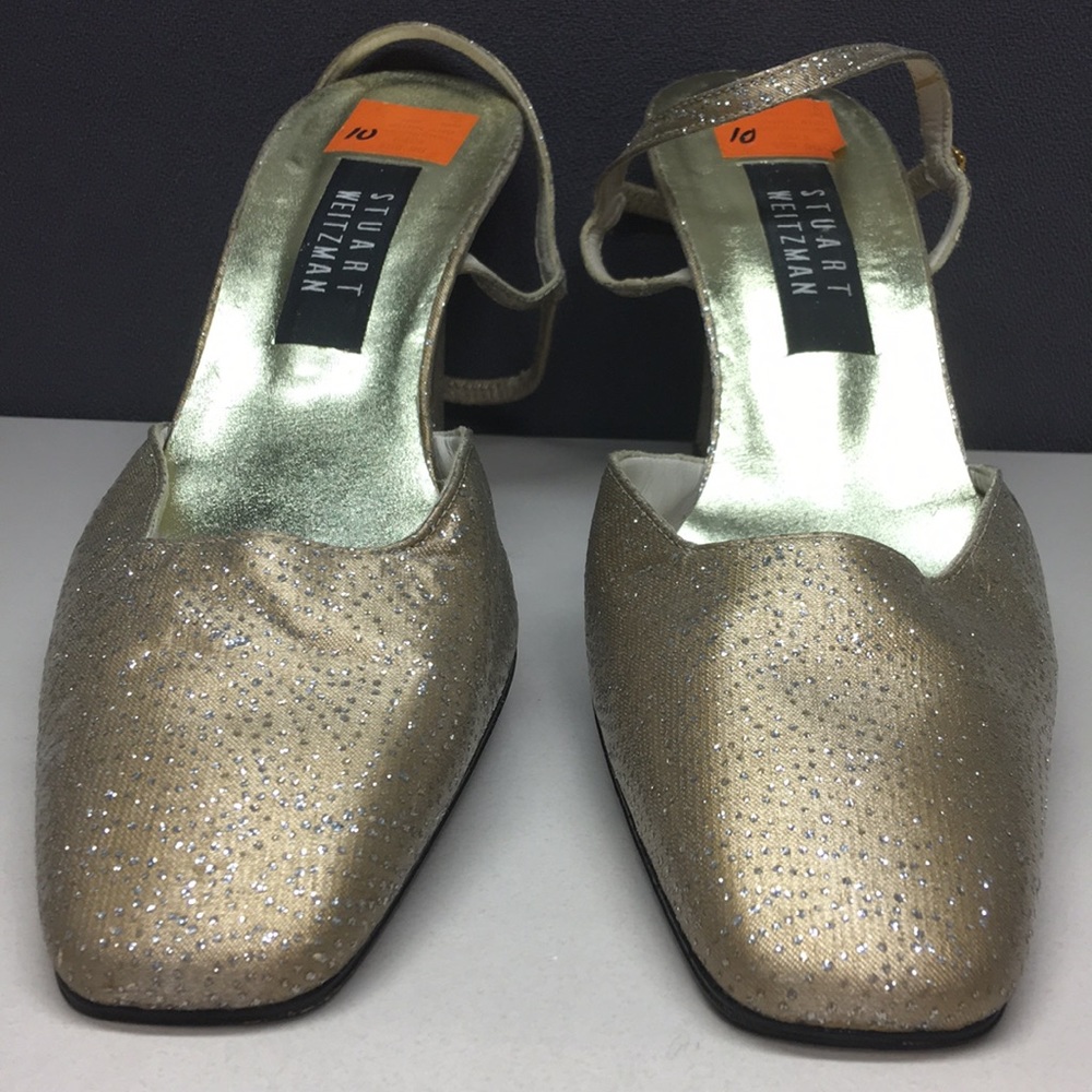 Vintage SZ 10 Stuart Weitzman Gold Glitter Strappy